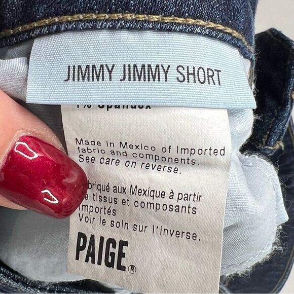 Paige | Jimmy Jimmy Short Factory Distressed Denim Shorts - Picture 3 of 5